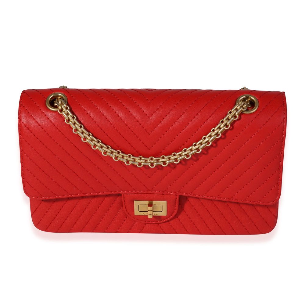 Chanel Red Chevron Quilted Chévre Leather Reissue 2.55 225 Double Flap Bag